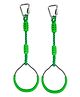 Hop N Play Kids Hanging Gymnastic Metal Ring Set with Plastic Grips - Indoor Outdoor Fitness Monkey Bar Rings (Green)