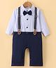 Mark & Mia Full Sleeves Romper with Bow Applique & Suspender - Blue