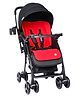 1st Step Caramel Baby Pram Cum Stroller with 5 Point Safety Harness/Infinitely Reclining and Cushioned Seat/Reversible Handle/Front Swivel Wheels (Red)