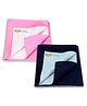 OYO BABY Soft & Waterproof Dry Sheet for Babies, Leakproof Bed Protector, Small (70cm x 50cm), Dark Blue & Pink (Pack of 2)