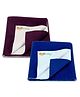 OYO BABY Soft & Waterproof Dry Sheet for Babies, Leakproof Bed Protector, Small Small (70cm x 50cm), Royal Blue & Plum (Pack of 2)