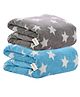 Oyo Baby Fleece Printed Single Crib Baby Blanket Star Printed Blue and Grey
