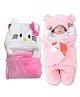 Oyo Baby Baby Blankets New Born Combo Pack of Hooded Wrapper Sleeping Bag and Baby Bath Towel for Babies Pack of 2 Pink