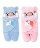 Oyo Baby Baby Blankets New Born Combo Pack of Hooded Wrapper Sleeping Bag and Baby Bath Towel for Babies Pack of 2 Pink and Blue