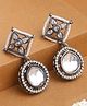 VIRAASI Round Shape Kundan Dangle Earrings With Rhodium Plating