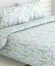 Haus & Kinder Elegant Blooms 186 TC 100 % Cotton Printed Bedsheet Double - Sky Blue Green & Pink