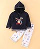 CUCUMBER Interlock Full Sleeves Surfing Text Print Night Suit - Navy Blue