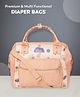 Mi Arcus 2-in-1 Printed Maternity Diaper Bag with Zip Closure, Convertible Handbag & Backpack, Includes Diaper Changing Sheet for Travel- Peach