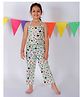 Tiny Bubs Sleeveless Dinosaur  Printed Back Tie Up  Top  With Coordinating Pant -  Off White