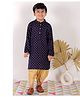 Tiny Bubs Rayon Full Sleeves Ethnic Motif Printed Kurta And Dhoti - Blue And Golden