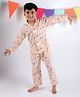 Tiny Bubs Full Sleeves Moon & Clouds Printed  Night Suit - Peach