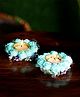 Passion Petals Decorative Tlight With Sea Green Flowers and Pollens - Pack of 2