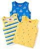 Babyhug 100% Cotton Anti Bacterial Sleeveless Sando With Alphabet Print Pack of 3 - Yellow & Blue