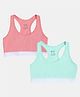 SillySally Pack Of 2 Sleeveless Solid Training Non Padded & Non Wired Bras -  Coral Red & Mint Green