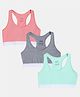 SillySally Pack Of 3 Sleeveless Solid Training Non Padded & Non Wired Bras - Mint Green Coral Pink & Grey Melange