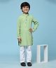 P-MARK Full Sleeves Seamless Intricate Blocks Embroidered & Sequin Embellished Kurta With Pyjama - Green