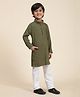 P-MARK Full Sleeves Block Motif Embroidered & Sequin Embellished Kurta Pyjama Set -  Dark Green