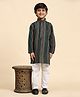 P-MARK Full Sleeves Chevron Striped Pattern Designed Traditional Kurta & Pyjama - Green