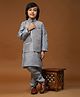 P-MARK  Full Sleeves Solid Kurta & Pyjama With Chevron Design Embroidered & Sequin Embellished    Jacket - Grey