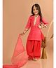 Lilpicks Couture Three Fourth Sleeves Ethnic Block Motif Bandhej Designed Kurta Salwar Suit  With Dupatta - Pink