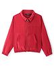 Pine Kids Cotton Full Sleeves Corduroy Bomber Jacket Solid Colour - Red