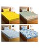 RRC Super Soft Brushed Microfiber Cotton 4 Single Bed sheet With 4 Pillow Cover Multicolor