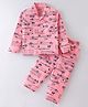 Fido Single Jersey Full Sleeves Night Suit With Vehicles Print - Pink