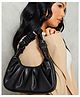 Paper Moon Ruched Shoulder Handbag for Women - Black