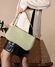 Paper Moon Croc Texture Baguette Shoulder Handbag for Women - Sage Green