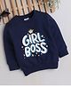 BUMZEE Full Sleeves Girl Boss With Crown Printed Sweatshirt - Navy Blue