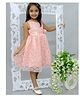 KIDSDEW  Sleeveless Floral Lace & Sequin Embellished Fit & Flared Party Dress  Satin Corsage And Cotton Lining - Peach