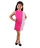 KIDSDEW Sleeveless Frill Detailed & Colour Blocked  A Line Dress And Cotton Lining - Fuchsia Pink