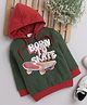 BUMZEE Full Sleeves Colour Blocked & Born To Skate Text Printed Hooded Sweatshirt - Dark Green