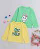 BUMZEE Pack Of 2 Full Sleeves Rabbit & Yes Girl Text Printed Tee -  Green & Yellow
