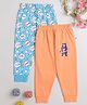 BUMZEE Pack Of 2 Doodle Art & Surf Bear Printed Pajamas - Orange & Blue