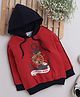 BUMZEE Full Sleeves The Sea King Text Printed Hooded Sweatshirt - Red