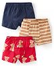 Babyhug 100% Cotton Trunk Pack of 3 Teddy Print - Red Blue & Brown