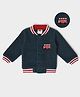 Mi Arcus Full Sleeves Fur Detailed Bus Embroidered Winter Jacket - Navy Blue