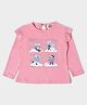 Mi Arcus 100% Cotton Full Sleeves Frill Detailed Snowman Printed Top - Pink