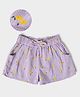 Mi Arcus 100% Cotton Lemons Printed Textured Summer Wear Shorts - Purple