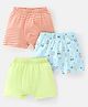 Babyhug 100% Cotton Knit Farm Print Trunks Pack of 3 - Green Blue & Red