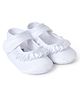 Mi Arcus Inner 100% Cotton Outer 100% Satin Frill Detail Designed Velcro Closure Booties - White