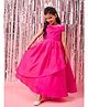 Pspeaches Taffetta  Half Sleeves Overlap Bodice Pleated Gown  - Magenta Pink