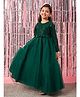 Pspeaches Full Sleeves Sequin Embellished Bodice  With Bow  Belt Detailed Gown - Green