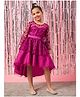 Pspeaches Full Sleeves Sequin Detailed Floral Embroidered High Low Dress - Purple