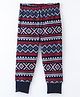 Crayonflakes Striped Pattern Jacquard Designed Polar Fleece Jogger - Navy Blue & Red
