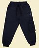 Kiddopanti  Fleece Solid Cargo Track Pant - Jet Black