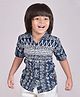 Polka Tots Half Sleeves  Abstract Designed Band Printed Shirt - Navy Blue