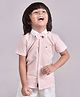 Polka Tots Half Sleeves Solid  Shirt With Bow - Pink