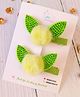 Little Tresses Set Of 2 Fur Bunny Ears Embellished Alligator Hair Clips - Green
